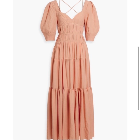 NWT JONATHAN SIMKHAI wilder gauze Elegant Peach sorbet Maxi Dress size 2 - Picture 8 of 16